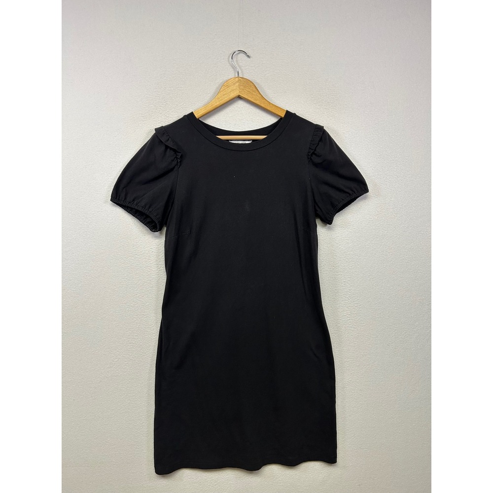 Nine‎ West Minimalist LBD Womens Size M Black Puff Ruffle Sleeve T-Shirt Dress